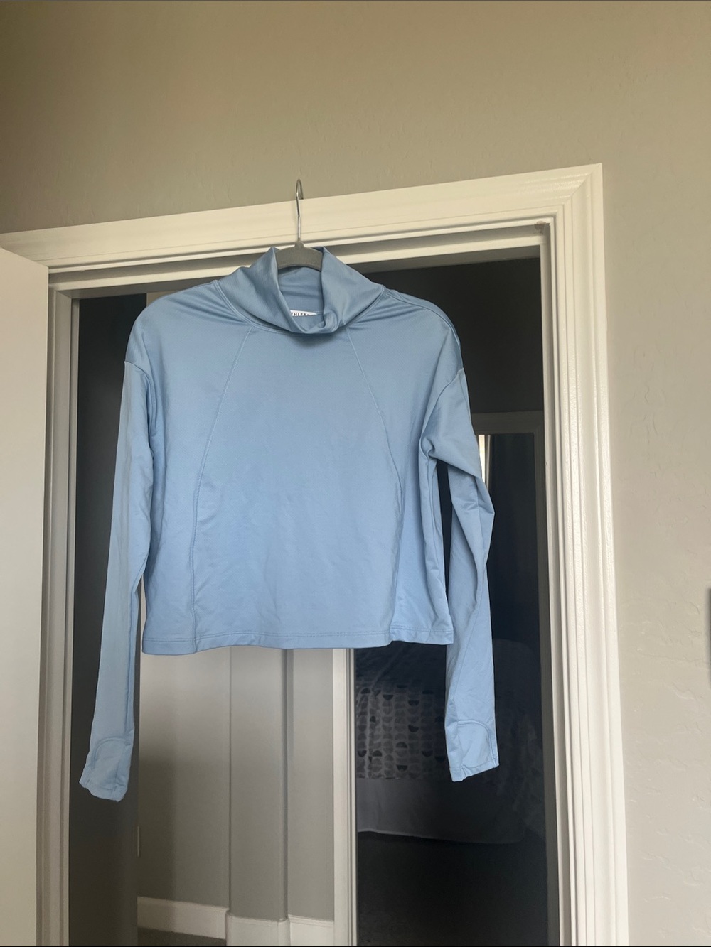 Athleta Sky Blue Long Sleeve Cropped Cowl Top